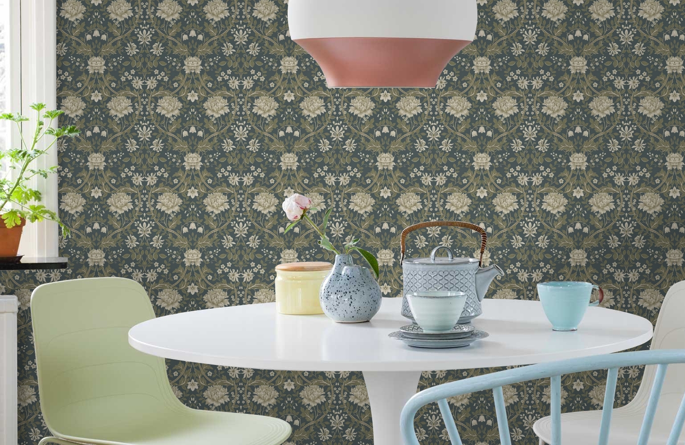 Обои KT20104 фото в интерьере кухни