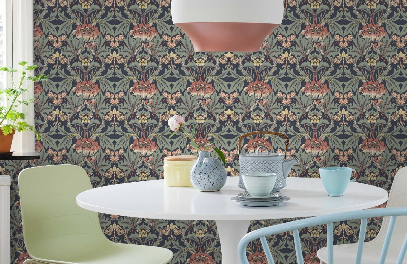 Обои KT20504 фото в интерьере кухни