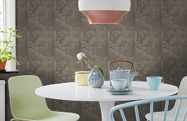 Обои Newton Linen фото в интерьере кухни превью