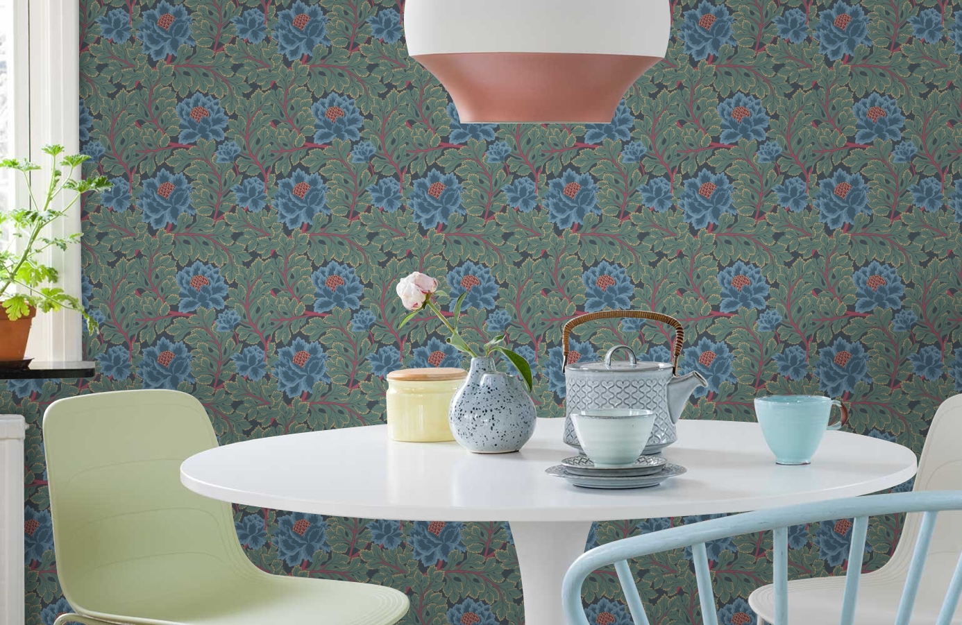 Обои 95-5029 фото в интерьере кухни