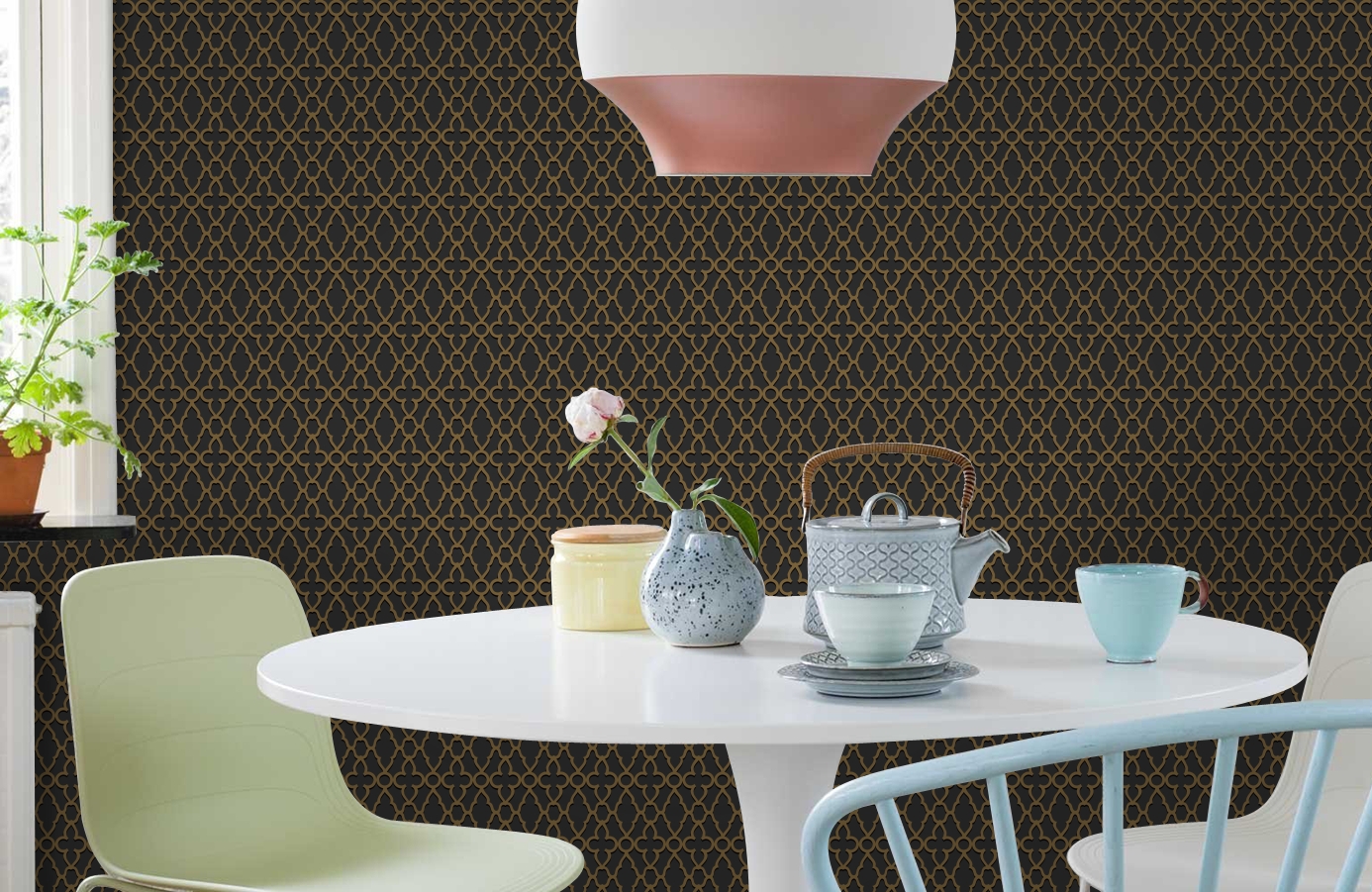 Обои 116-10039 фото в интерьере кухни