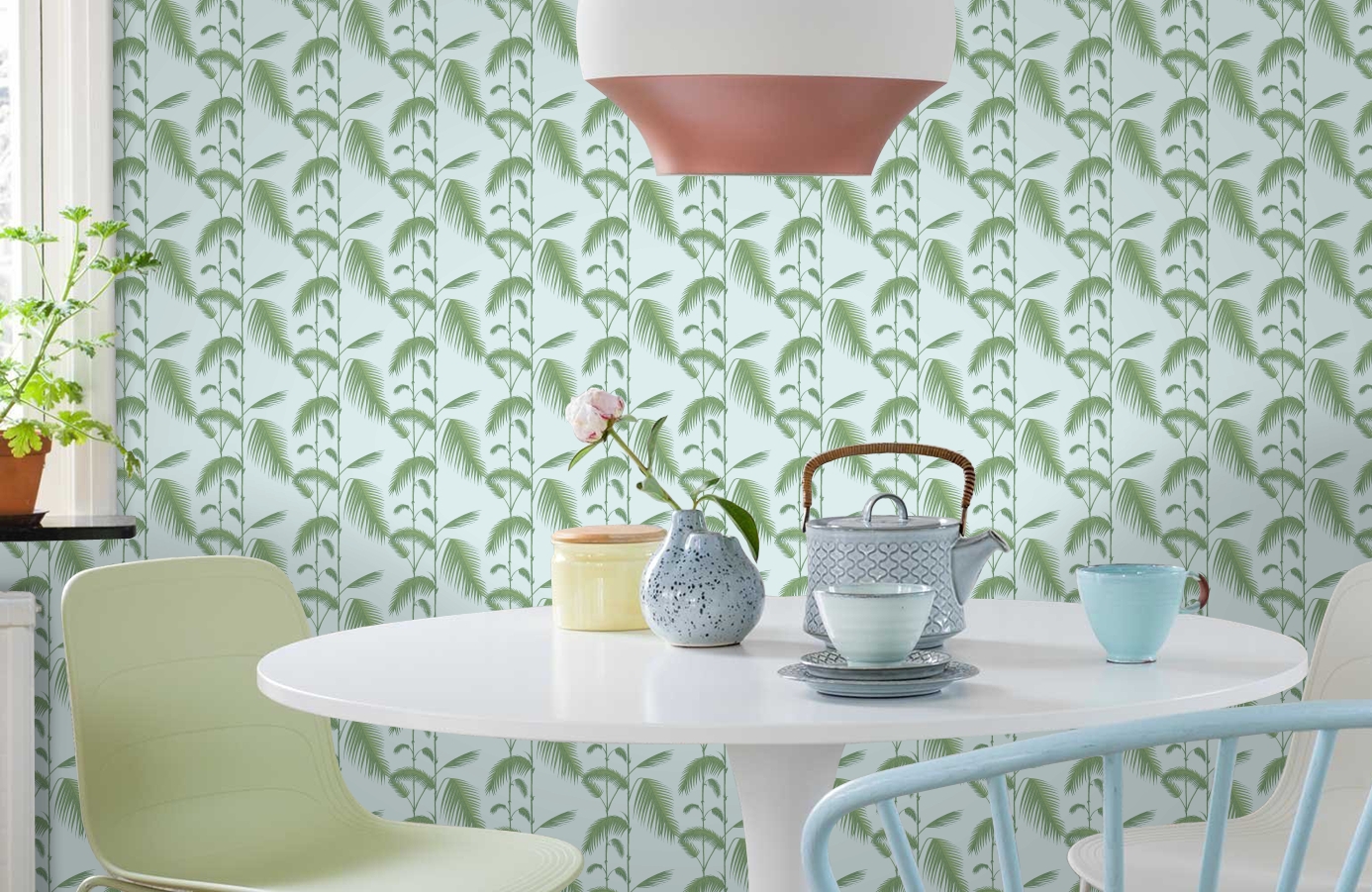 Обои 66-2010 фото в интерьере кухни