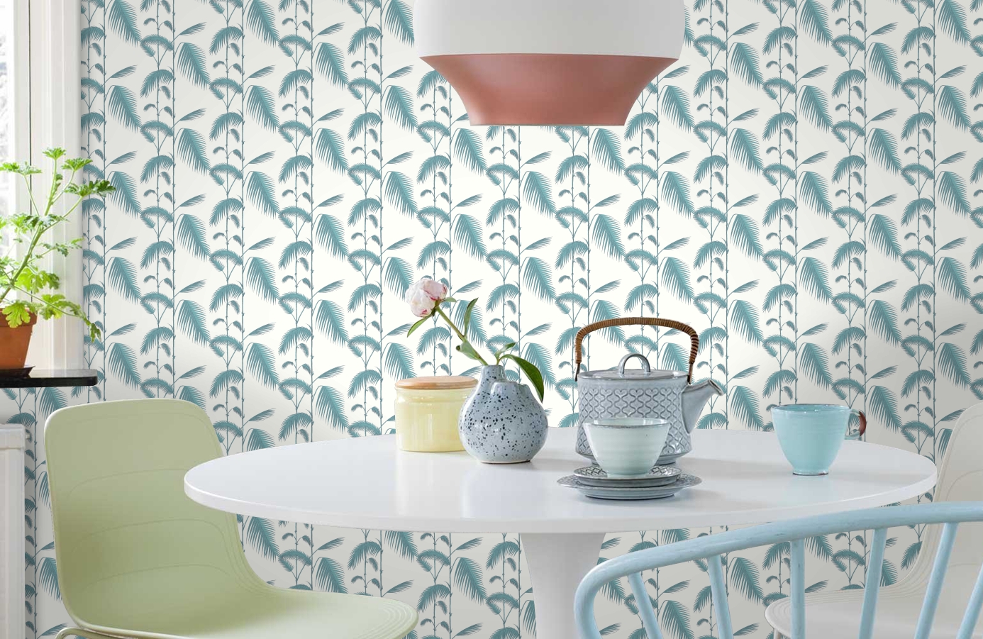 Обои 66-2012 фото в интерьере кухни