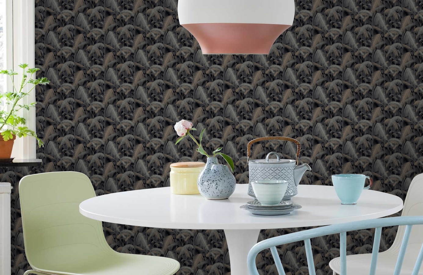 Обои 95-1004 фото в интерьере кухни