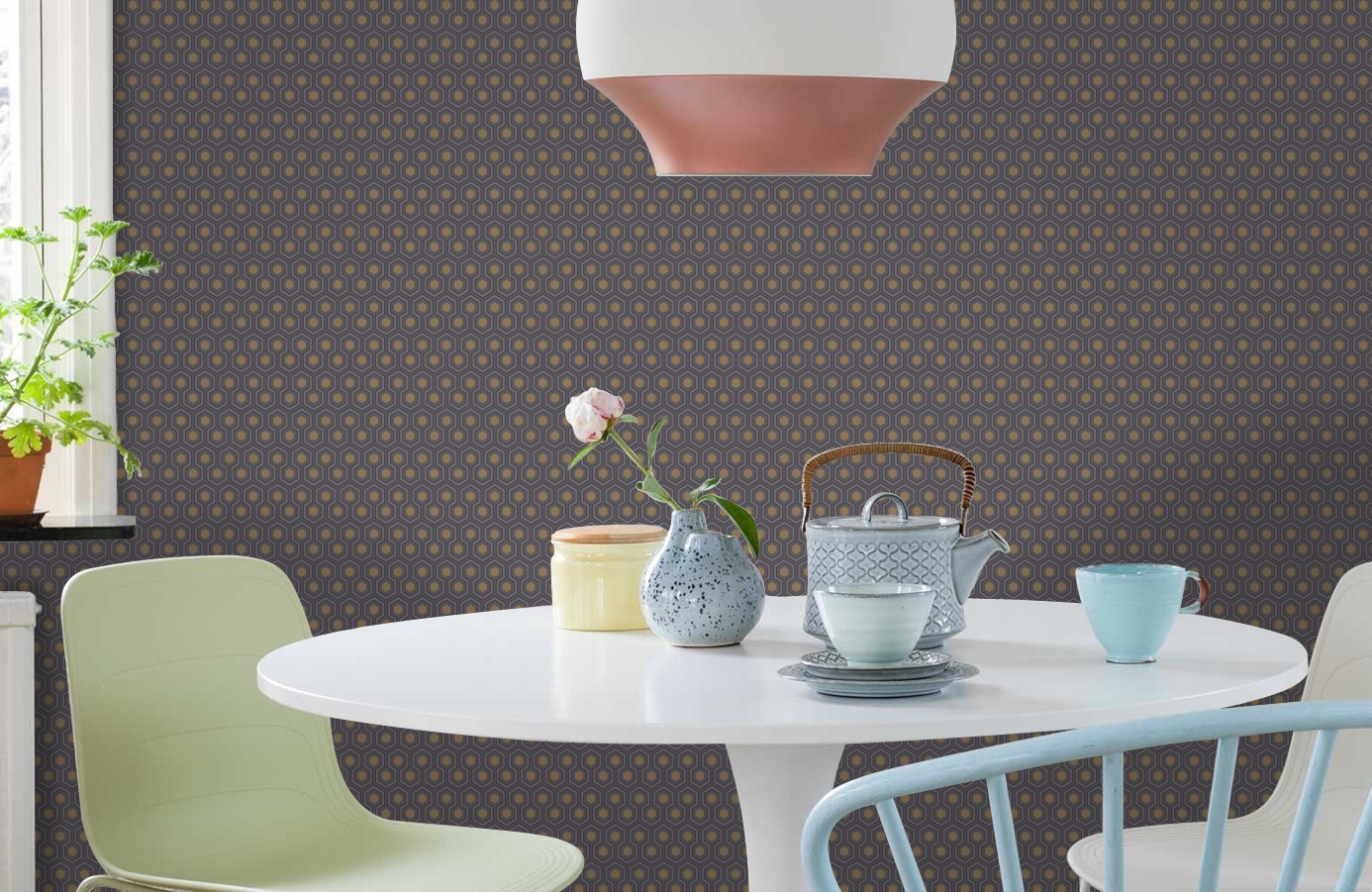 Обои 95-3015 фото в интерьере кухни