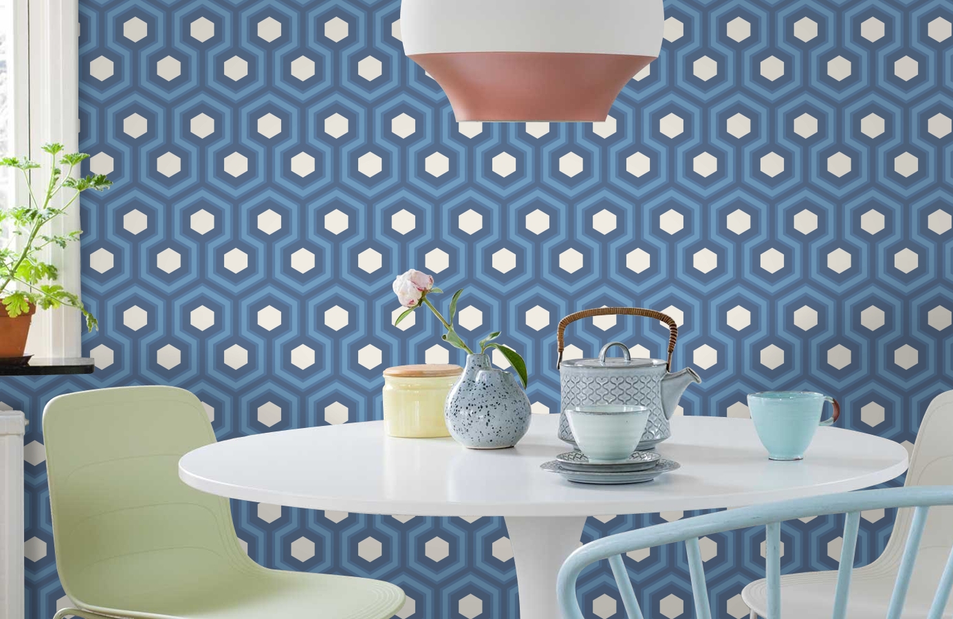 Обои 95-6035 фото в интерьере кухни