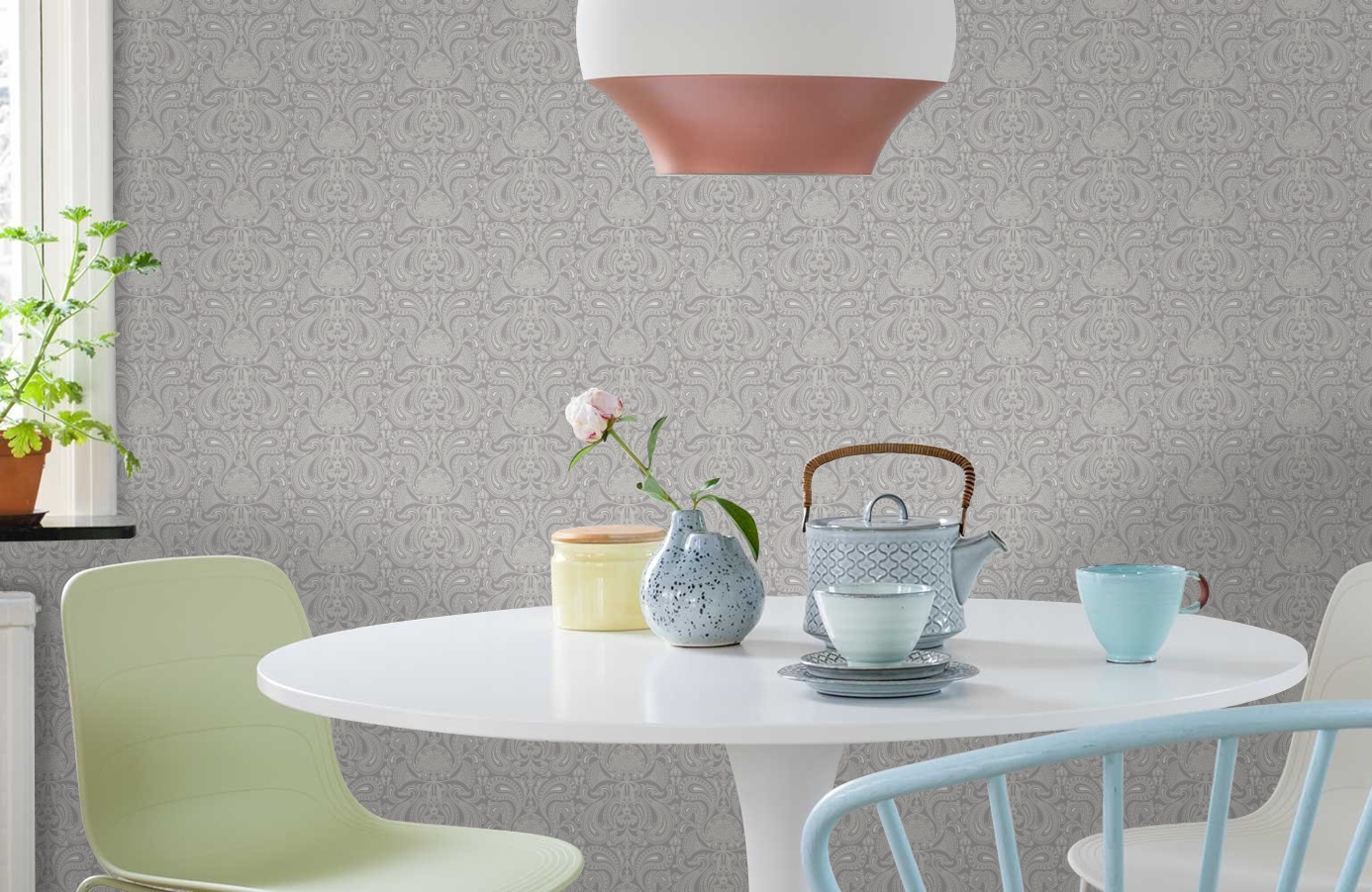 Обои 95-7042 фото в интерьере кухни