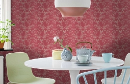 Обои Blossom Wallpaper Coral 1 фото в интерьере кухни превью