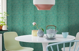 Обои Parvani 41-Teal фото в интерьере кухни превью