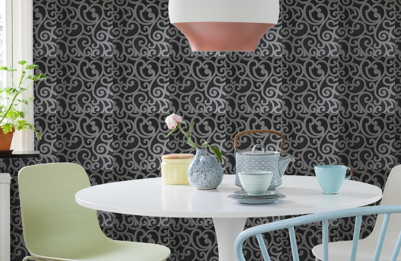 Обои 5116 фото в интерьере кухни