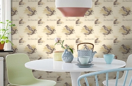 Обои Bewickbirds-Gorse-Wpcw116 фото в интерьере кухни превью