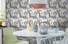 Обои Vauxhallgardens-Azure-Wpc фото в интерьере кухни превью