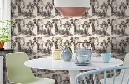 Обои Vauxhallgardens-Softblack фото в интерьере кухни превью