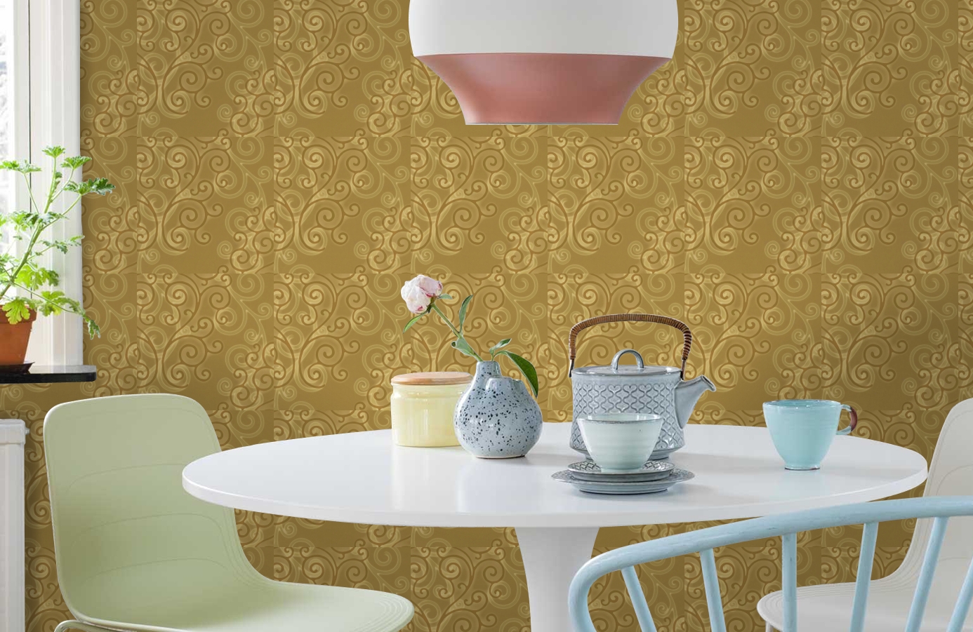 Обои HMY57504 фото в интерьере кухни