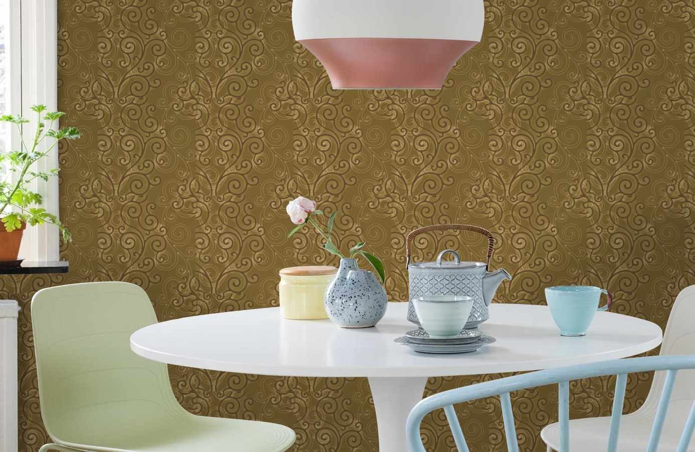 Обои HMY57505 фото в интерьере кухни