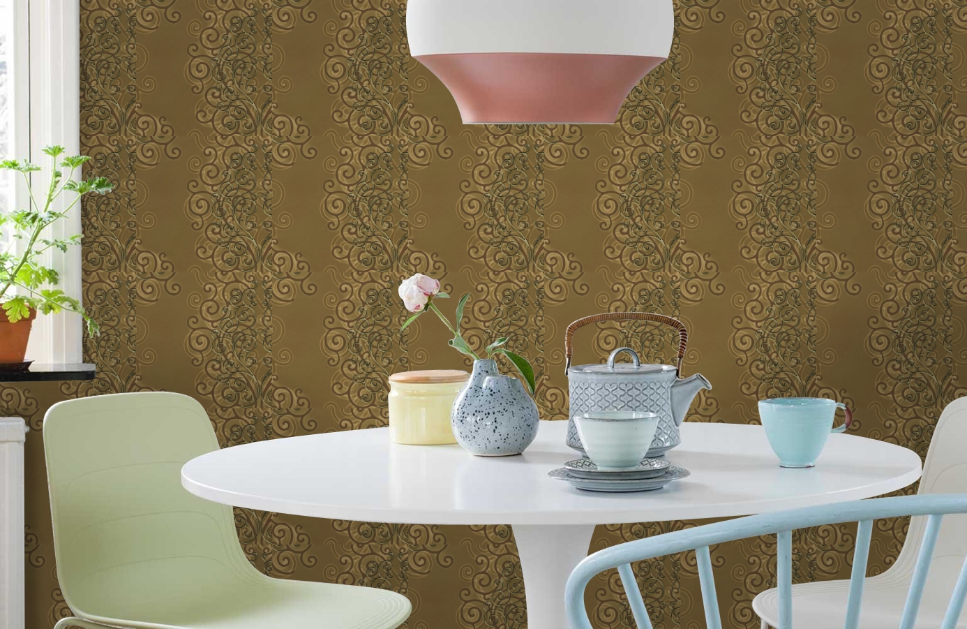 Обои HMY57515 фото в интерьере кухни