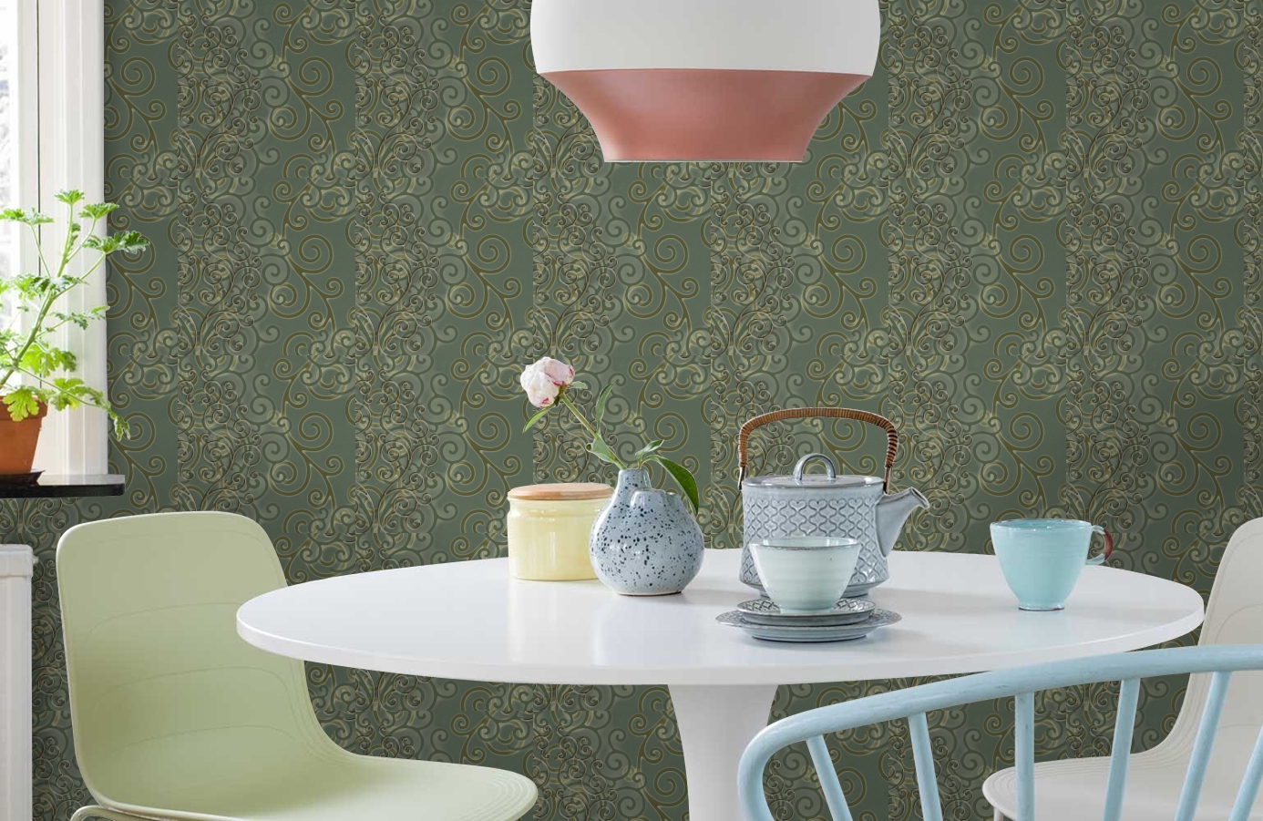 Обои HMY57516 фото в интерьере кухни