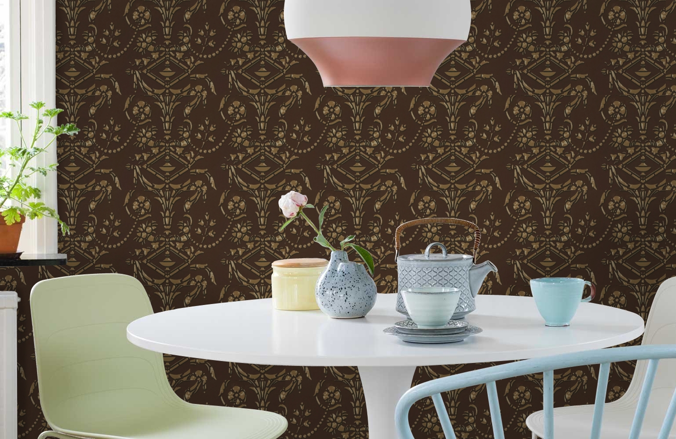 Обои HMY57546 фото в интерьере кухни