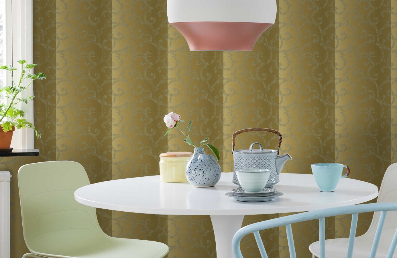 Обои HMY57604 фото в интерьере кухни