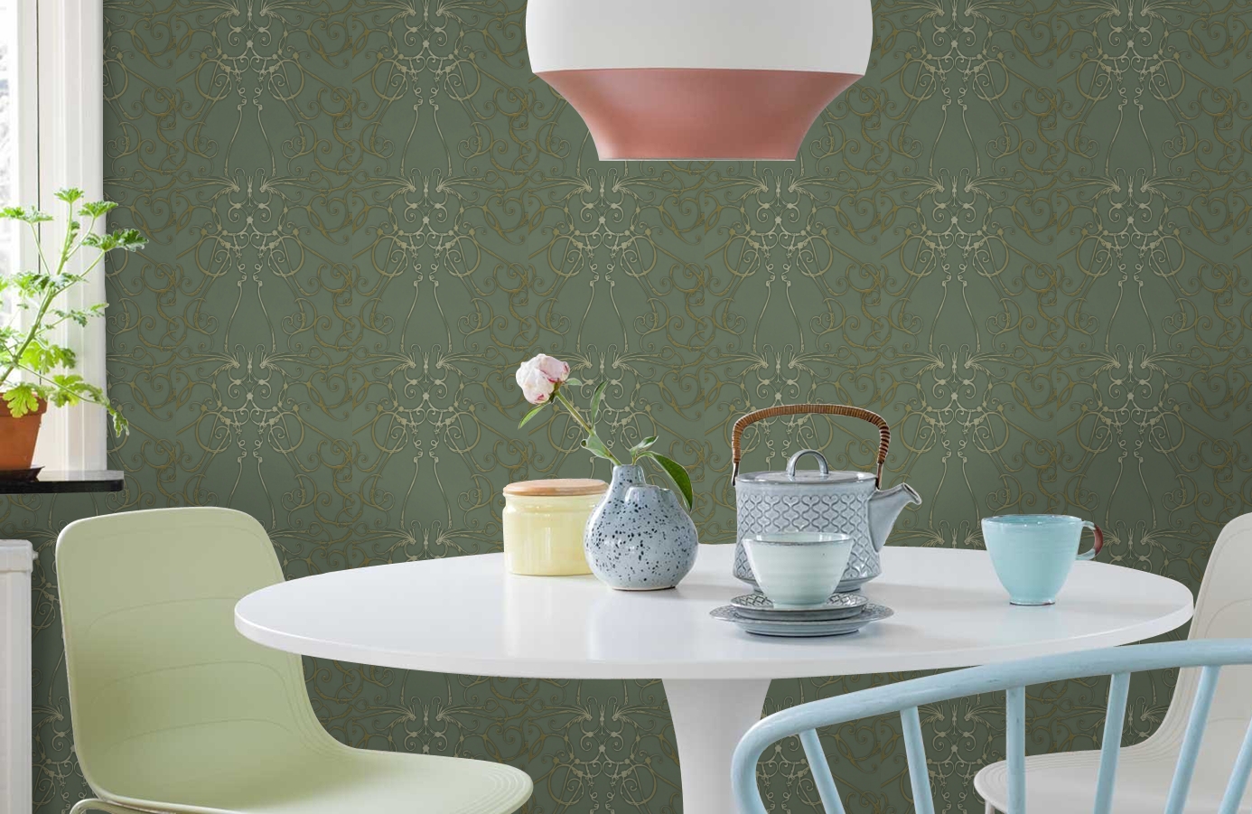 Обои HMY57617 фото в интерьере кухни