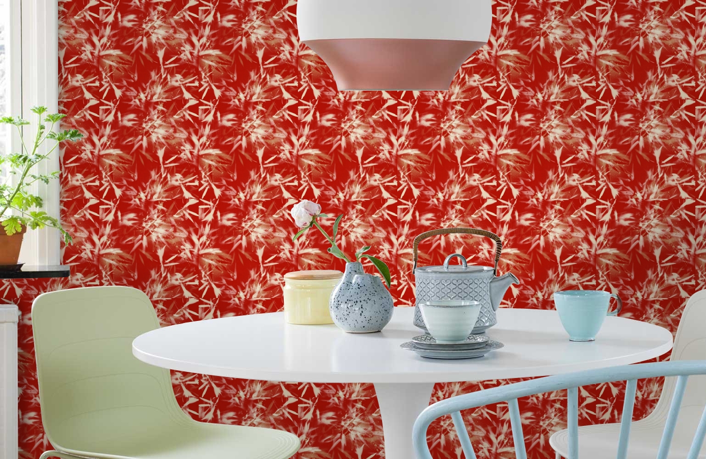 Обои 1985-6 фото в интерьере кухни