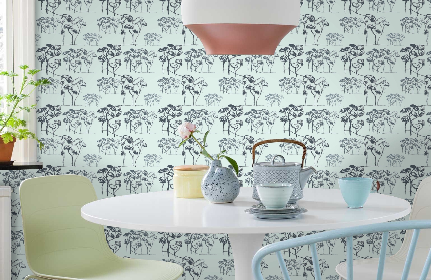 Обои 1996-4 9 фото в интерьере кухни