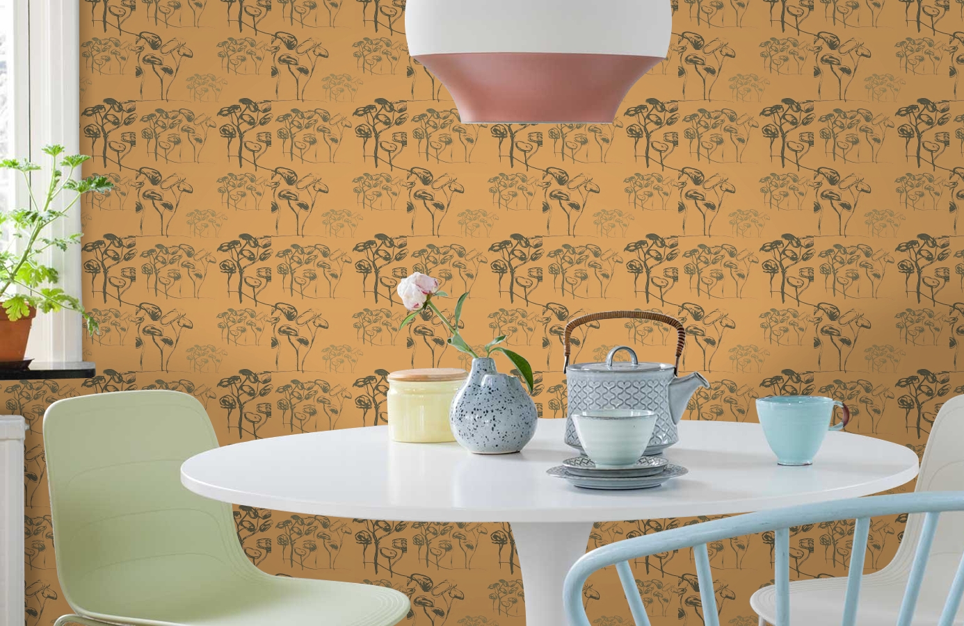 Обои 1996-6 9 фото в интерьере кухни