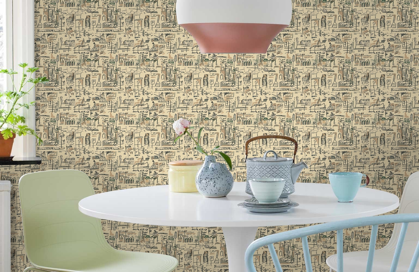 Обои 1998-4 9 фото в интерьере кухни