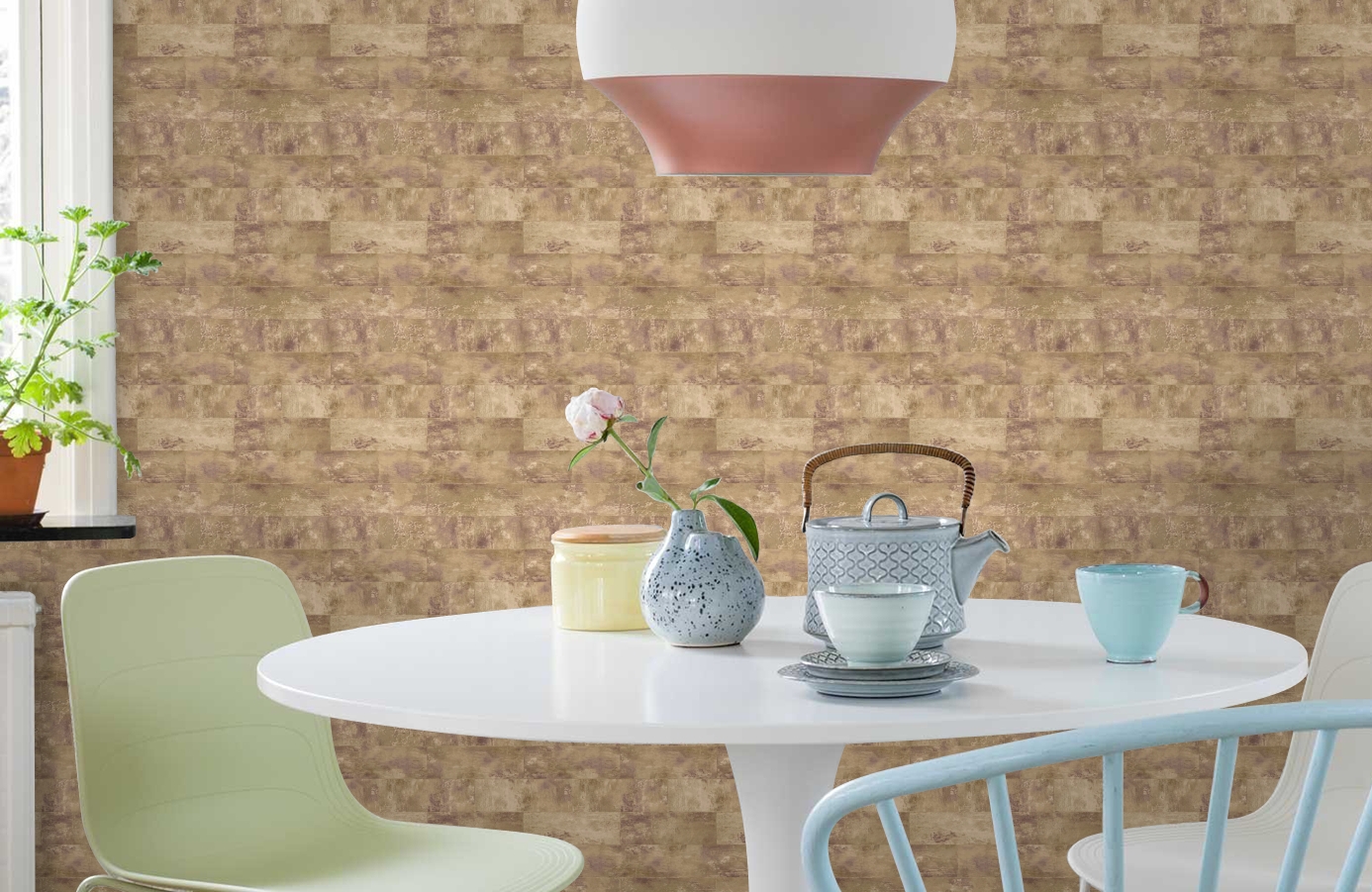 Обои HE50509 фото в интерьере кухни