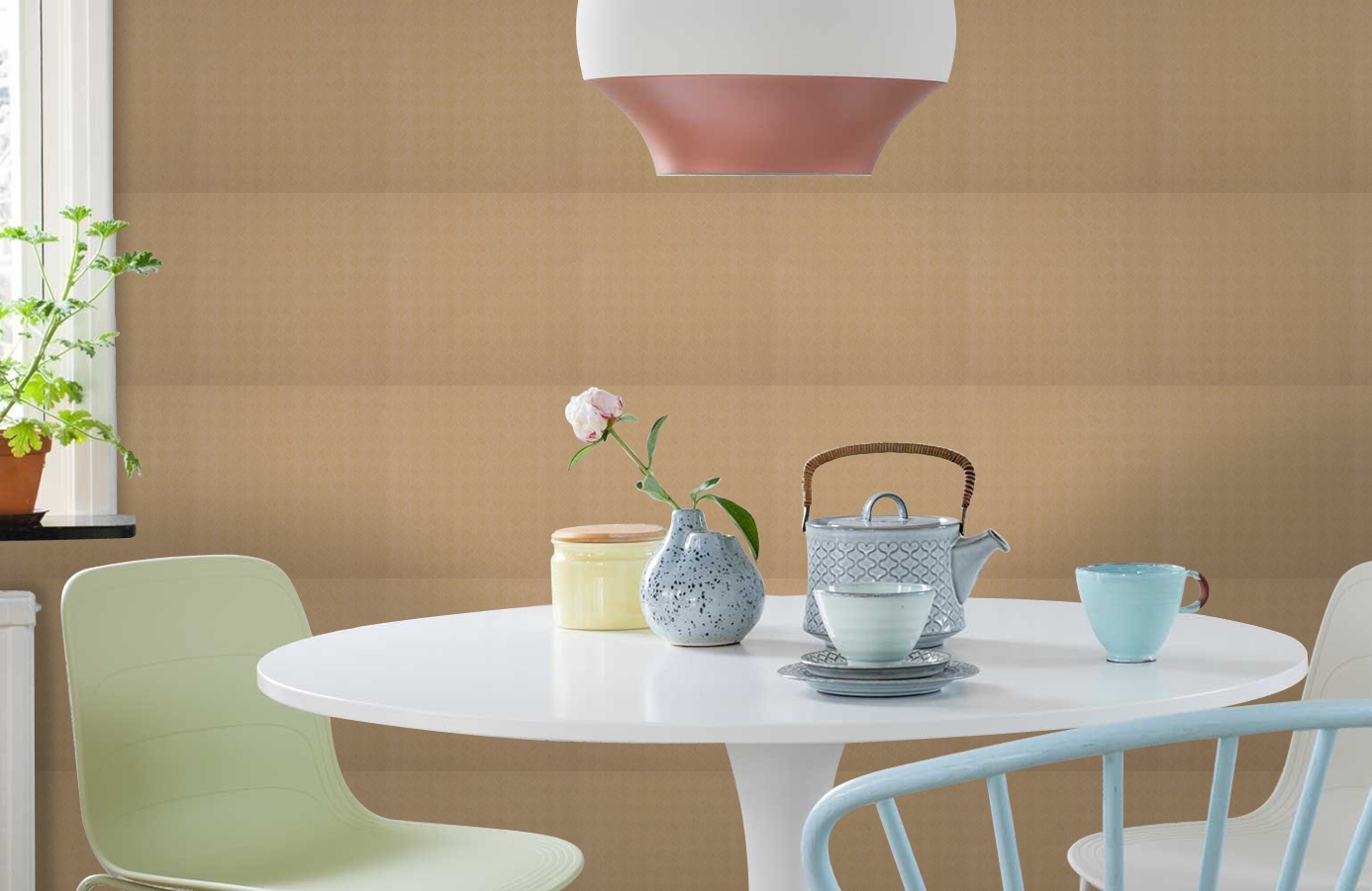 Обои HT2005 фото в интерьере кухни