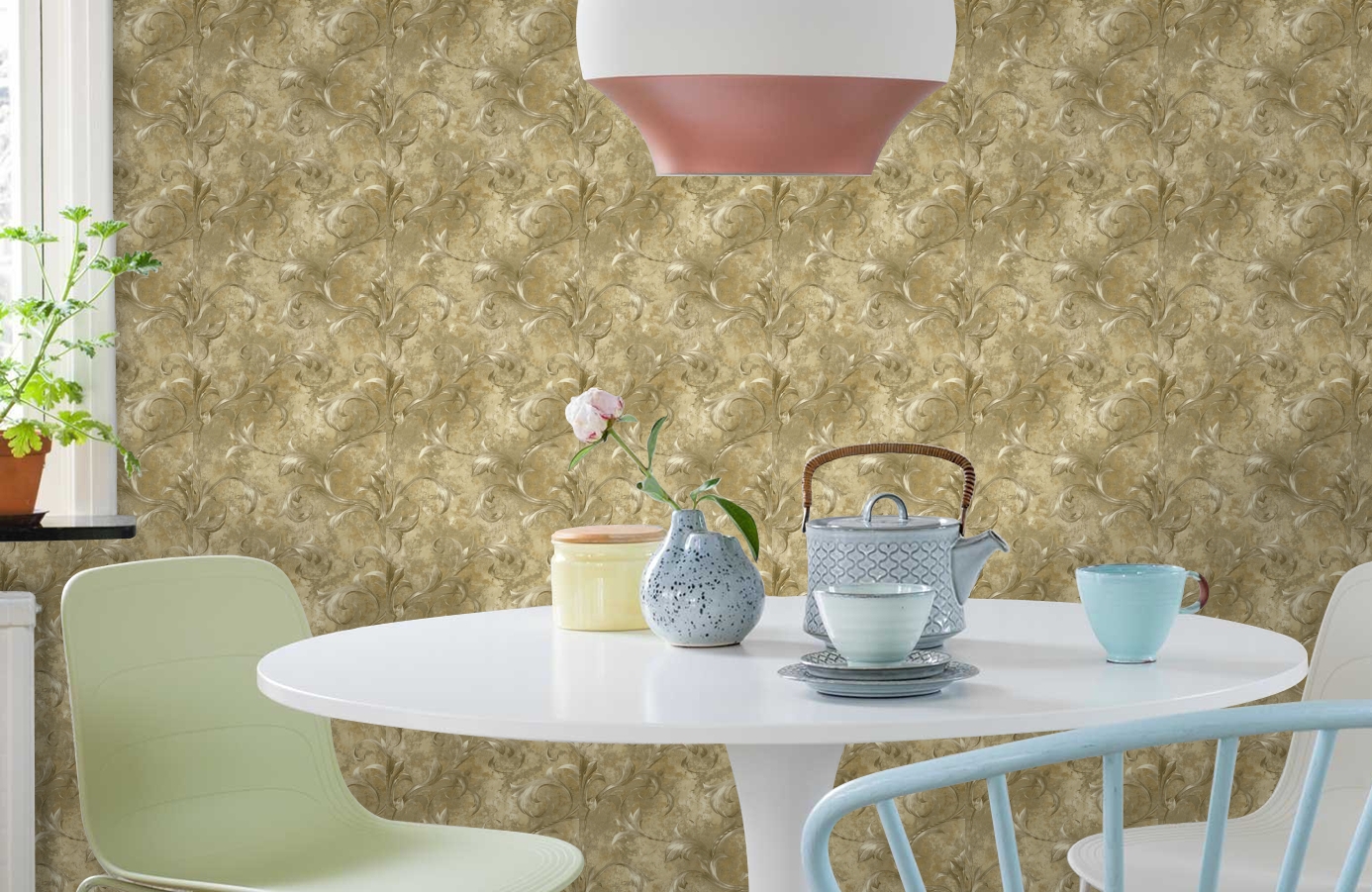 Обои AT31000 фото в интерьере кухни