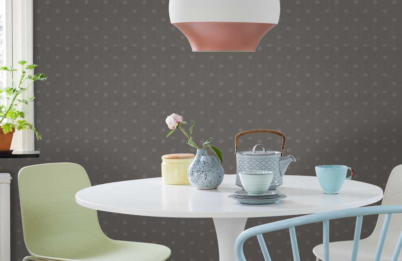 Обои 2665-45 фото в интерьере кухни