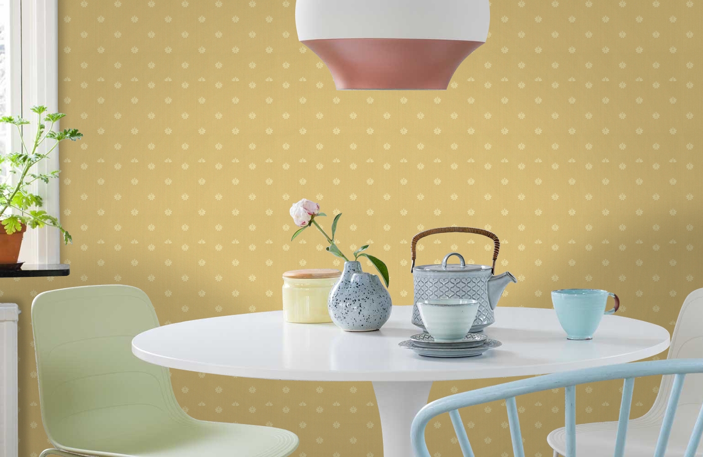 Обои 2665-52 фото в интерьере кухни