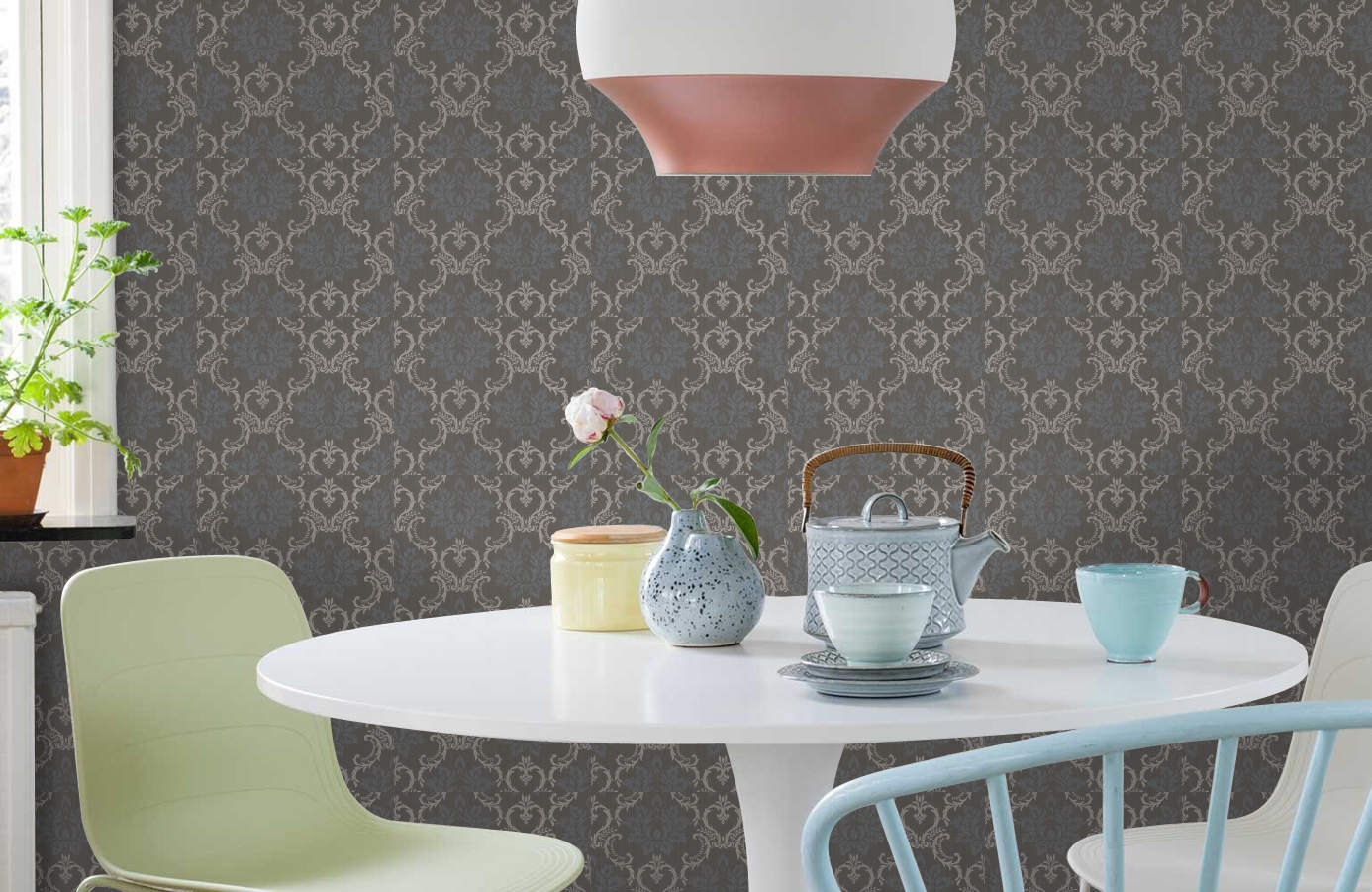 Обои 2666-44 фото в интерьере кухни