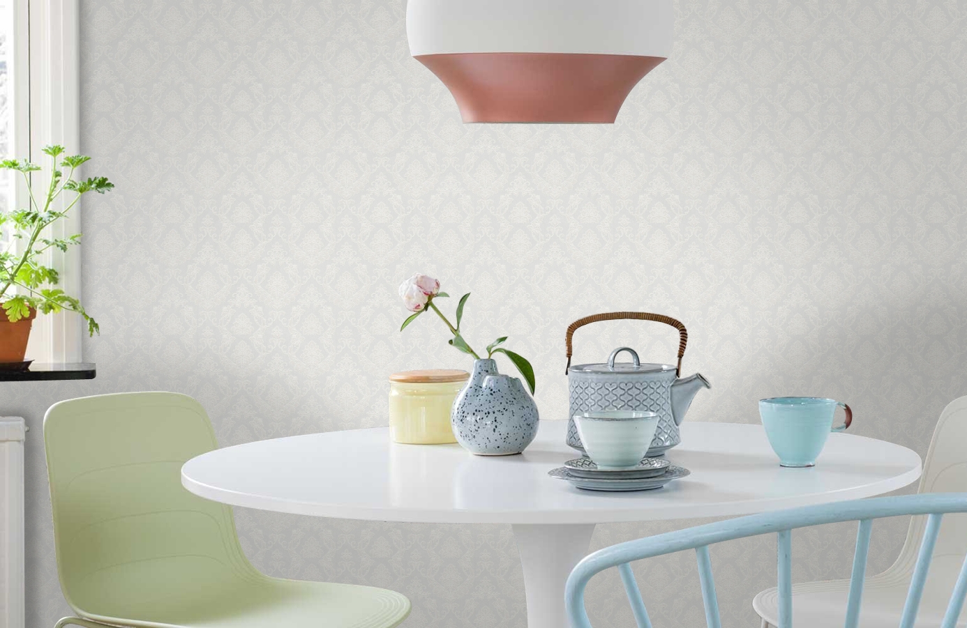 Обои 2667-12 фото в интерьере кухни