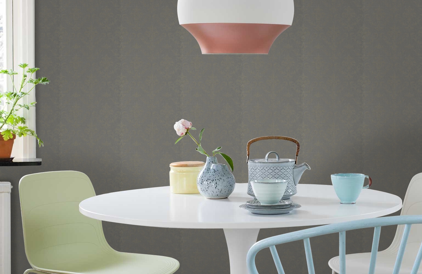 Обои 2903-59 фото в интерьере кухни