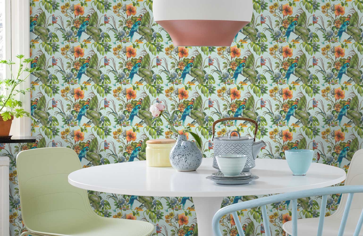 Обои 30015-2 фото в интерьере кухни