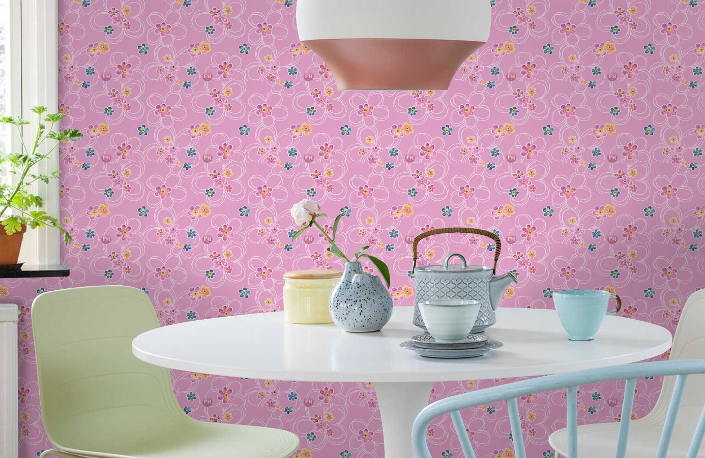 Обои 30460-2 фото в интерьере кухни