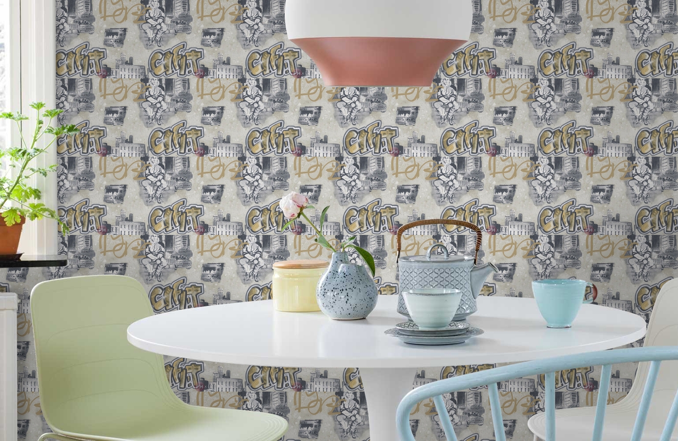 Обои 30468-3 фото в интерьере кухни