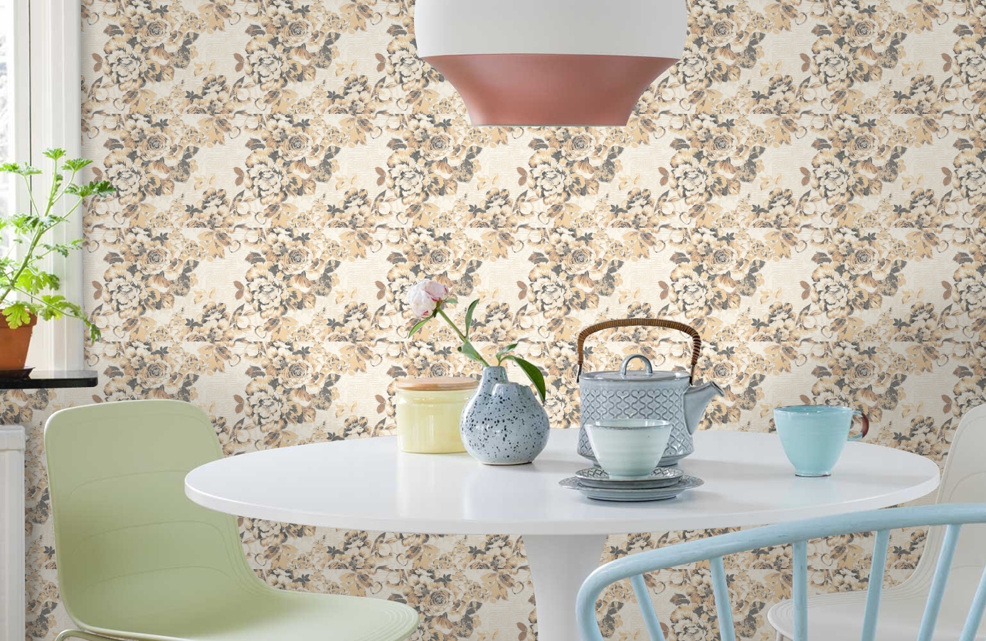 Обои 33864-2 фото в интерьере кухни