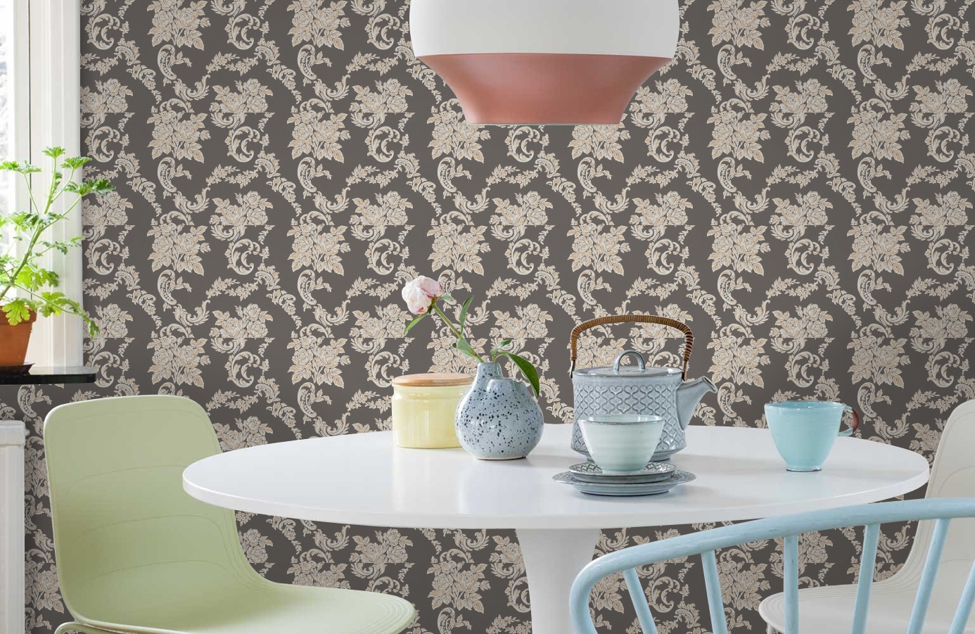 Обои 33867-5 фото в интерьере кухни