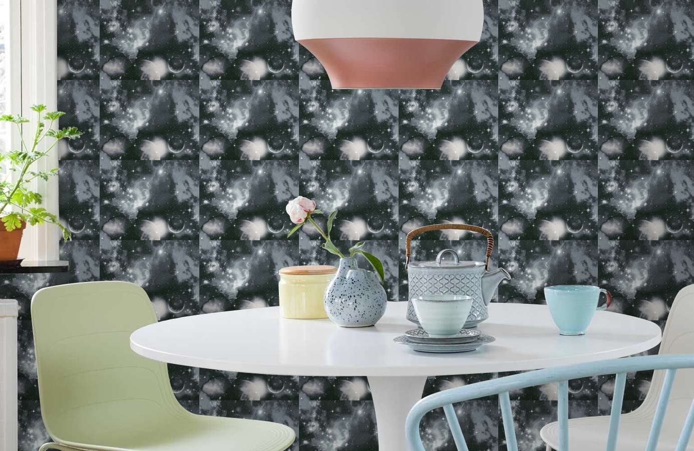 Обои 34066-2 фото в интерьере кухни