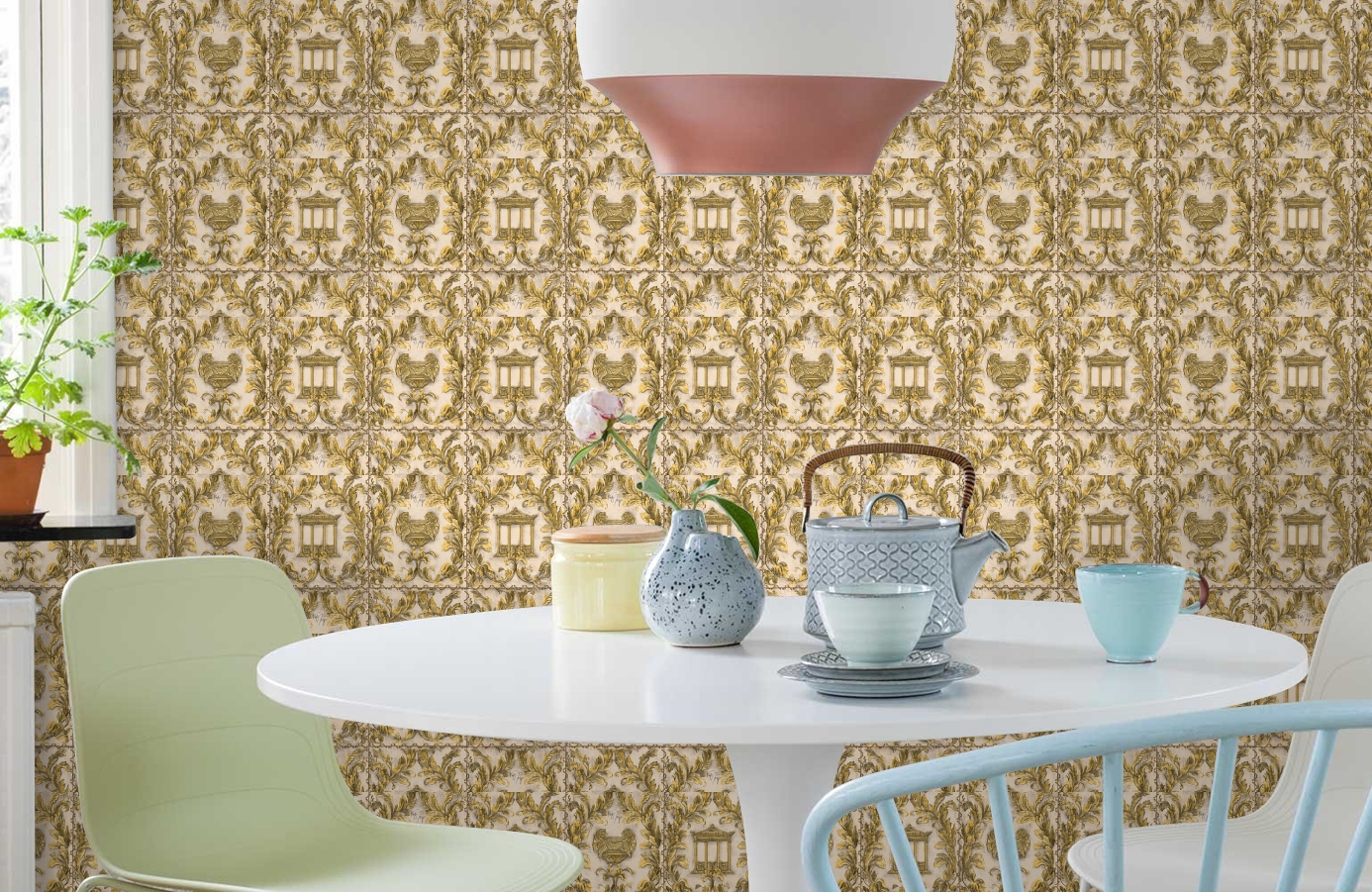 Обои 34086-4 фото в интерьере кухни Обои 34086-4 фото в интерьере кухни