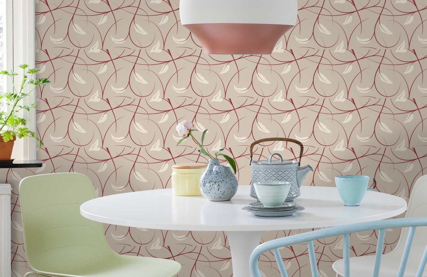 Обои 34214-2 фото в интерьере кухни