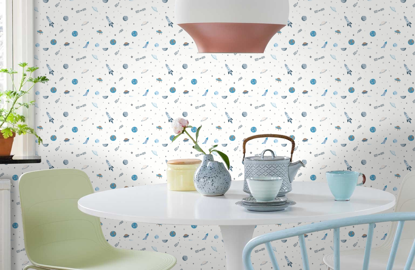 Обои 35828-1 фото в интерьере кухни