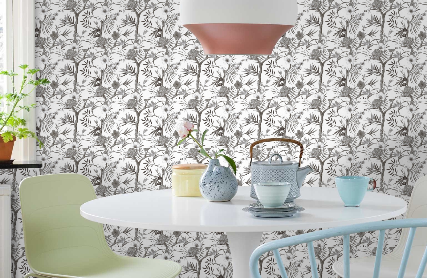 Обои 36202-2 фото в интерьере кухни