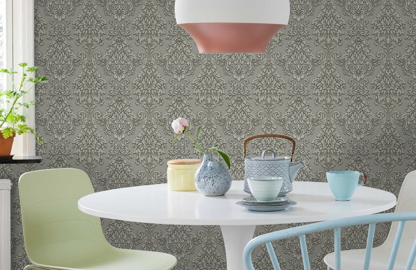 Обои 36898-1 фото в интерьере кухни