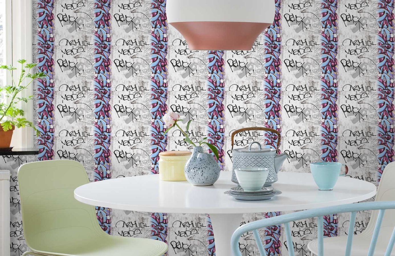 Обои 36986-1 фото в интерьере кухни