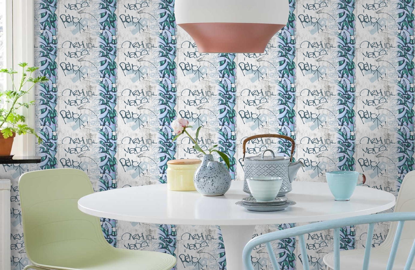 Обои 36986-2 фото в интерьере кухни