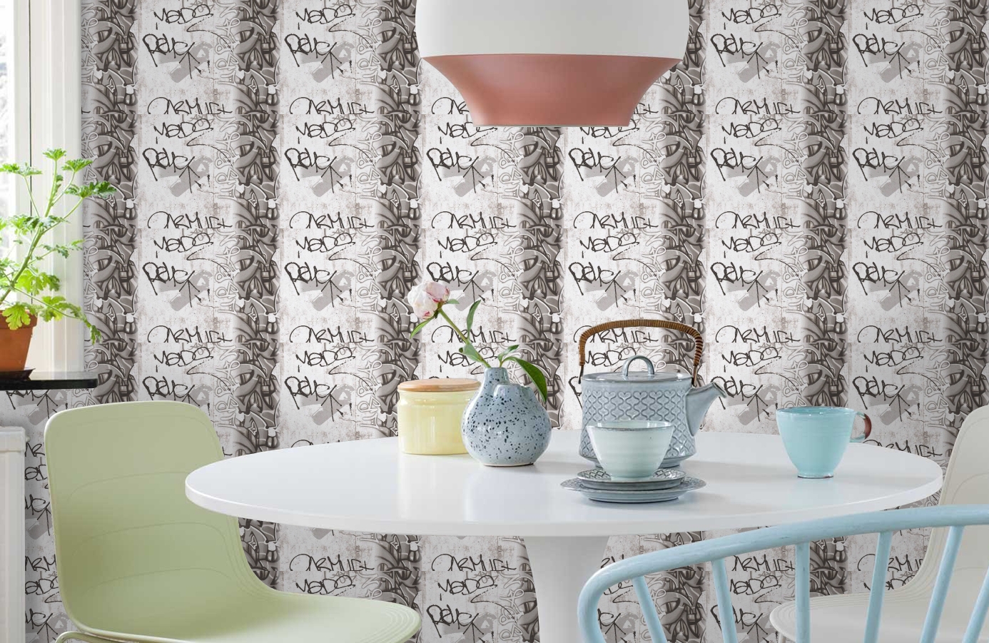 Обои 36986-3 фото в интерьере кухни